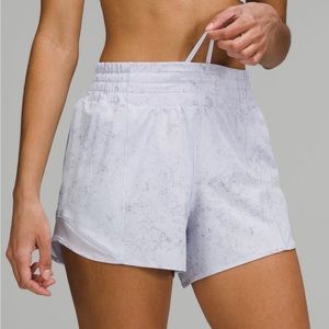 Lululemon hotty hot 4’ inseam euc size 4.  Gravel dust pastel blue